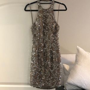 Silk Rhinestone / Sequin Halter Mini dress